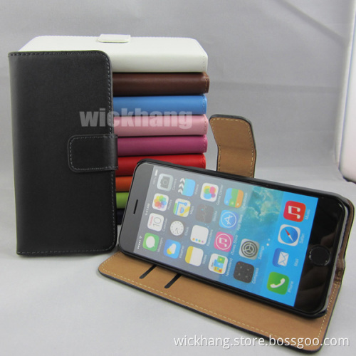 Genuine Leather Wallet Flip Case with Stand Card Holder for Apple iPhone 6 / iPhone 6 Plus